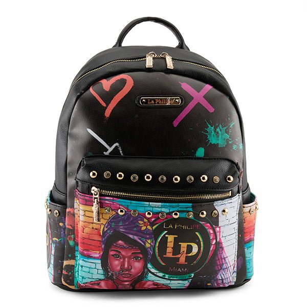 La Philipe Lp1024 2c Wall Art Backpack Black Mosaic Backpacks by La Philipe – Don't Panic Shoes