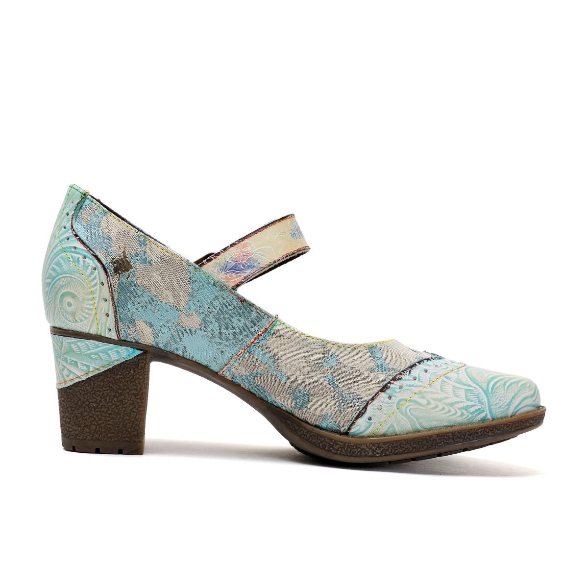 Lady's Heels Handmade Shoes Wedding Party Elegant Vintage Leather Buckle Light Blue Pumps Pumps by Colorstepshoes – Don't Panic Shoes