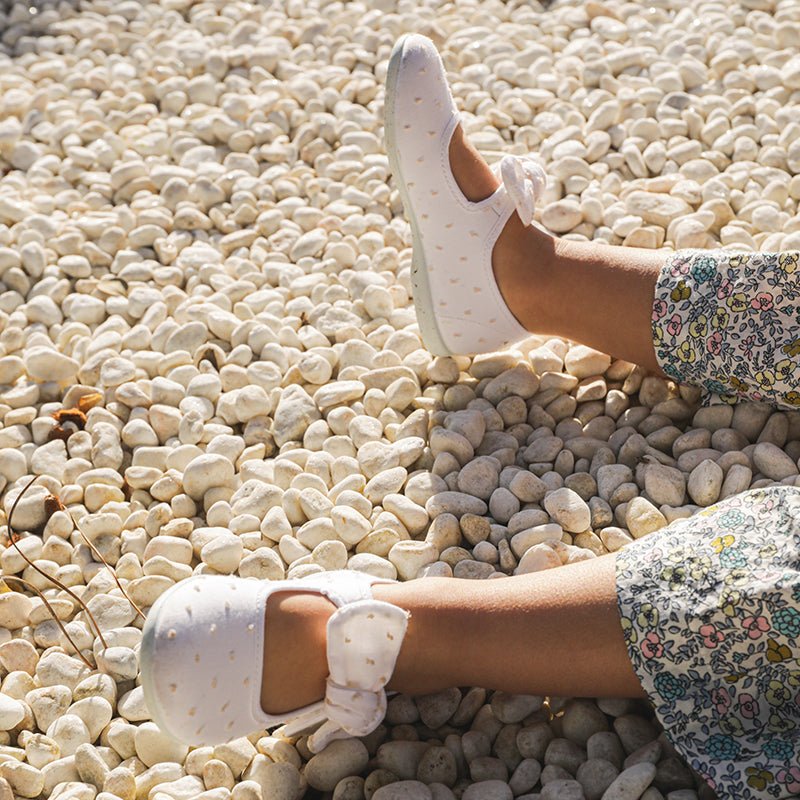 Laura White Adjustable Velcro Non Slip Rubber Soles Spain Core by Childrenchic – Don't Panic Shoes