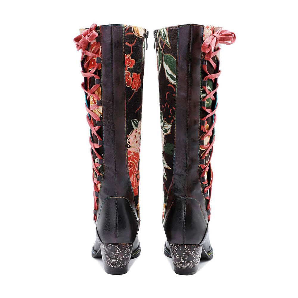 Leather Handmade Embossed Adjustable Boots Boots by Colorstepshoes – Don't Panic Shoes