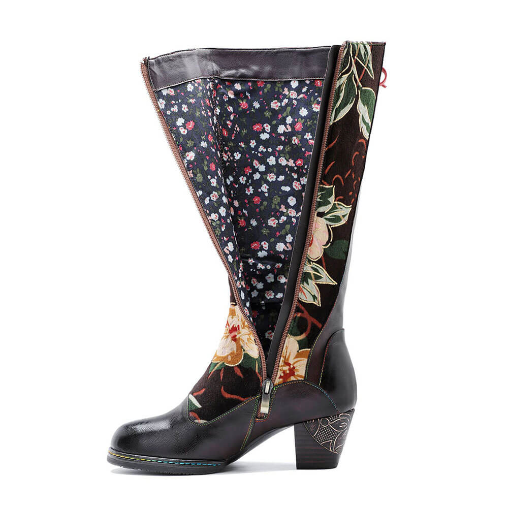 Leather Handmade Embossed Adjustable Boots Boots by Colorstepshoes – Don't Panic Shoes