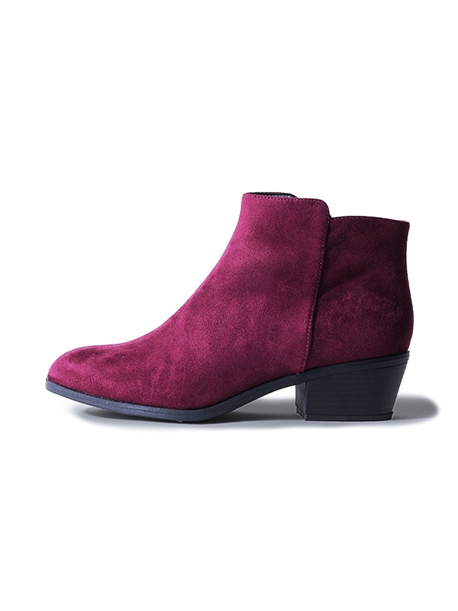 Lexy | Burgundy Suede Booties by J.Adams – Don't Panic Shoes