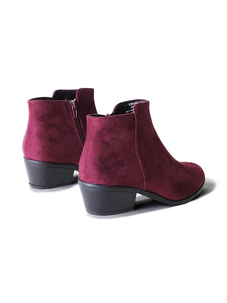 Lexy | Burgundy Suede Booties by J.Adams – Don't Panic Shoes