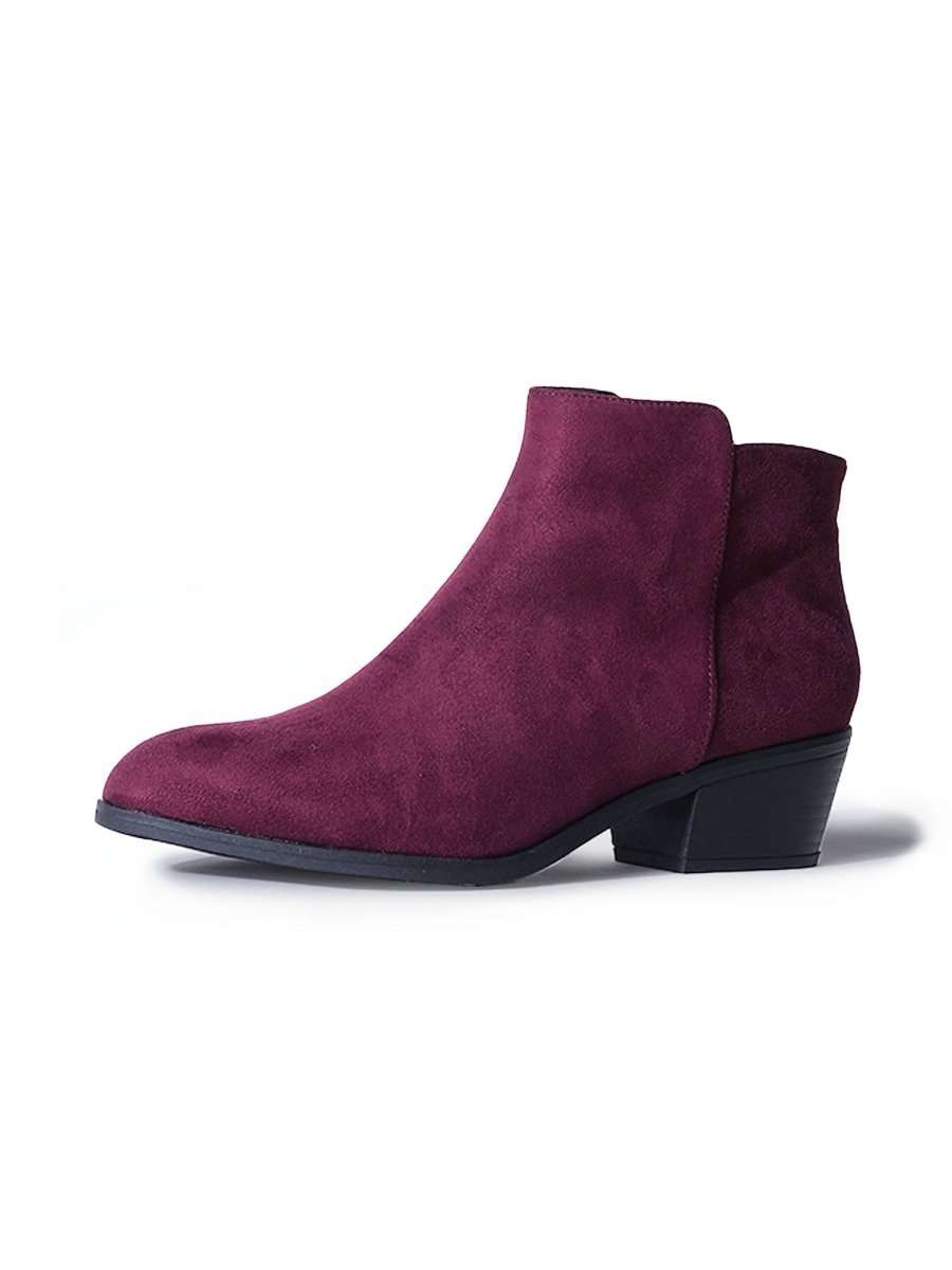 Lexy | Burgundy Suede Booties by J.Adams – Don't Panic Shoes