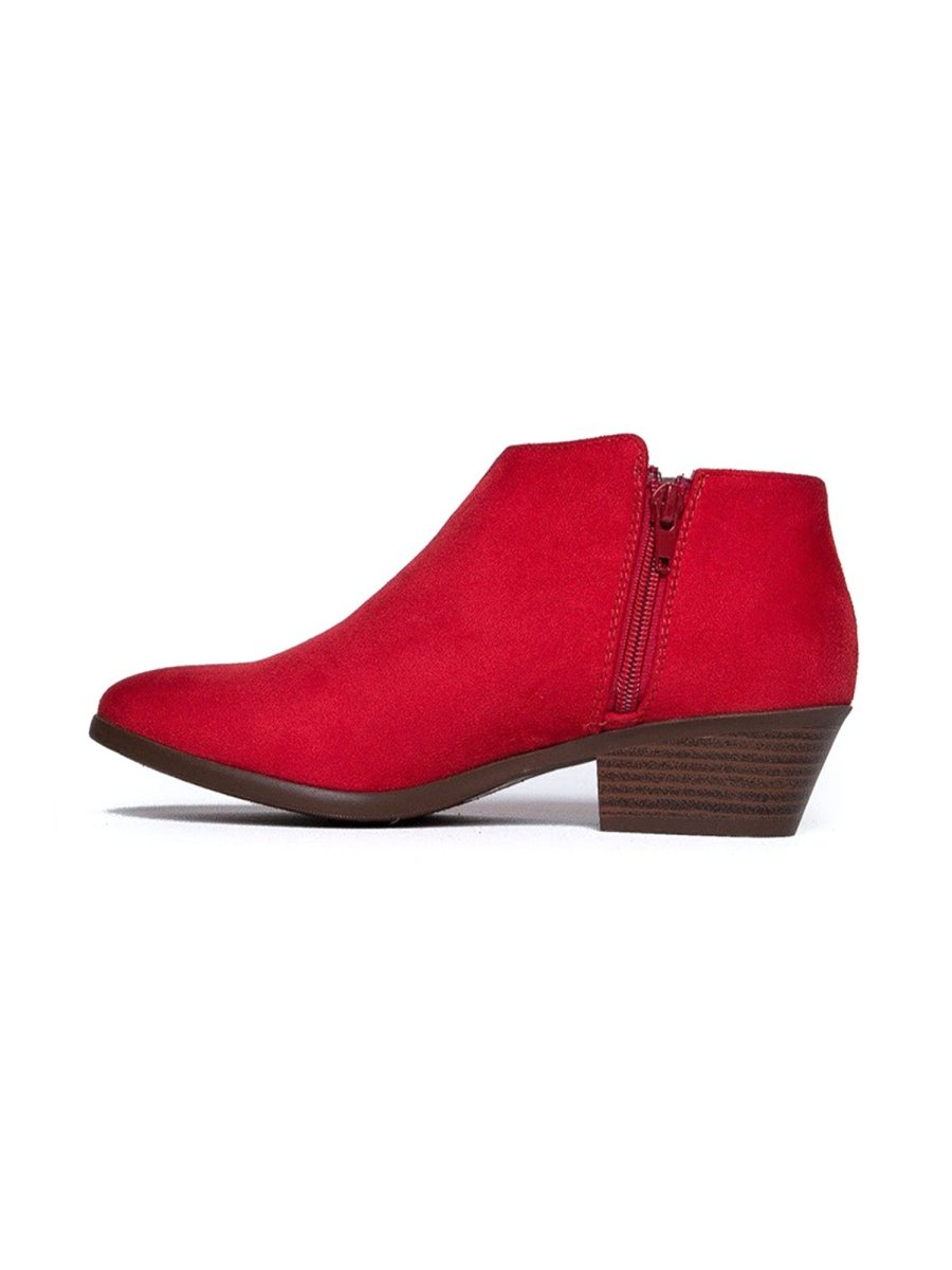 Lexy | Red Suede Booties by J.Adams – Don't Panic Shoes