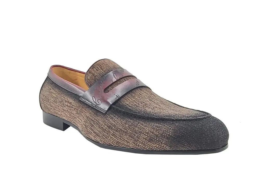Life Style Penny Loafer With Leather Trim Fabric Ks714 - 03 Shoes by Carrucci Shoes – Don't Panic Shoes