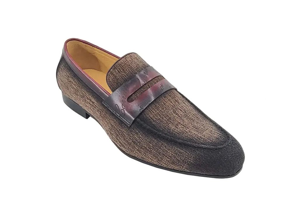 Life Style Penny Loafer With Leather Trim Fabric Ks714 - 03 Shoes by Carrucci Shoes – Don't Panic Shoes