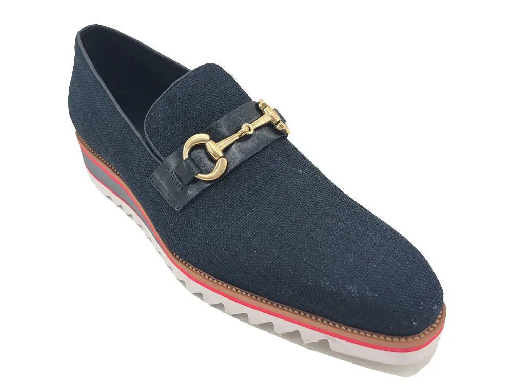Linen Slip On Loafer Gold Tone Buckle All Day Comfort Ks550 - 03f Shoes by Carrucci Shoes – Don't Panic Shoes