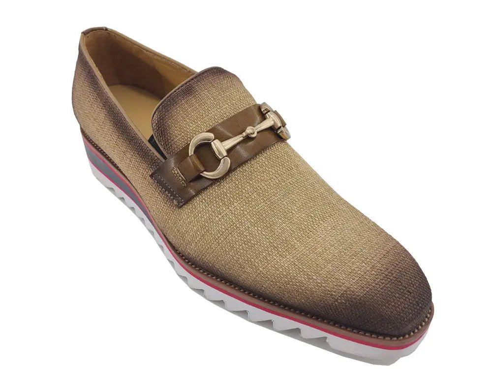 Linen Slip On Loafer Gold Tone Buckle All Day Comfort Ks550 - 03f Shoes by Carrucci Shoes – Don't Panic Shoes