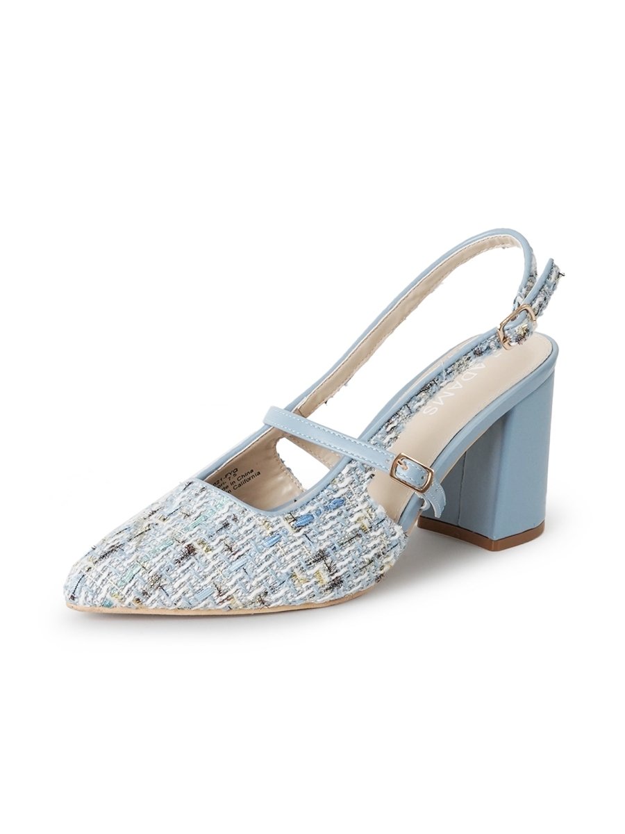 Lori | Sky Blue Tweed Heels by J.Adams – Don't Panic Shoes