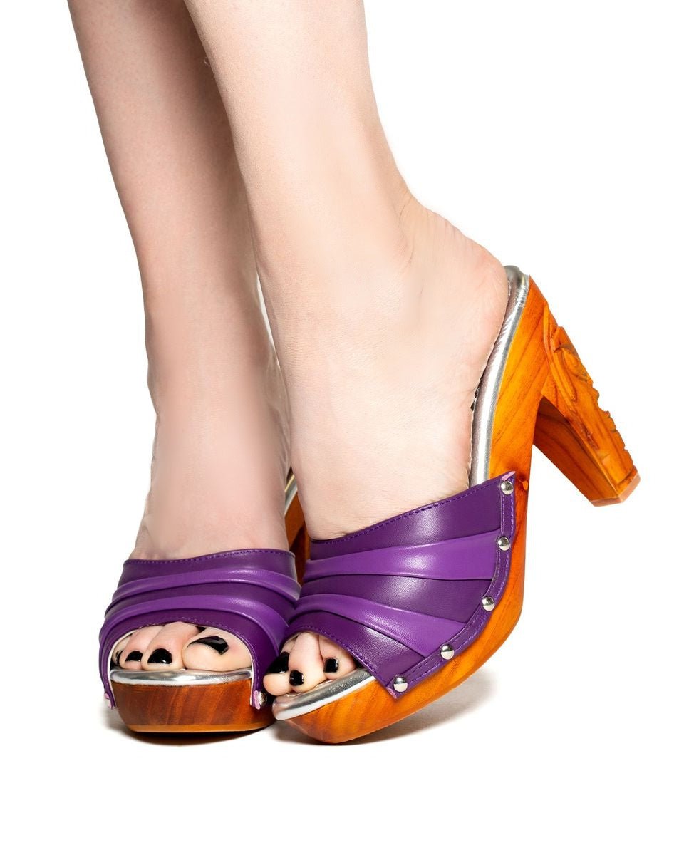 Lucky Lou Shoes The RockIn' Tiki/Without Ankle Strap - in Bang Bang Purple Shoes by Lucky Lou Shoes – Don't Panic Shoes