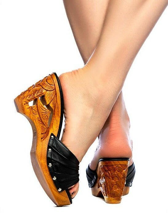 Lucky Lou Shoes Women's Souvenir/Without Ankle Strap - In Black Leather shoes by Lucky Lou Shoes – Don't Panic Shoes