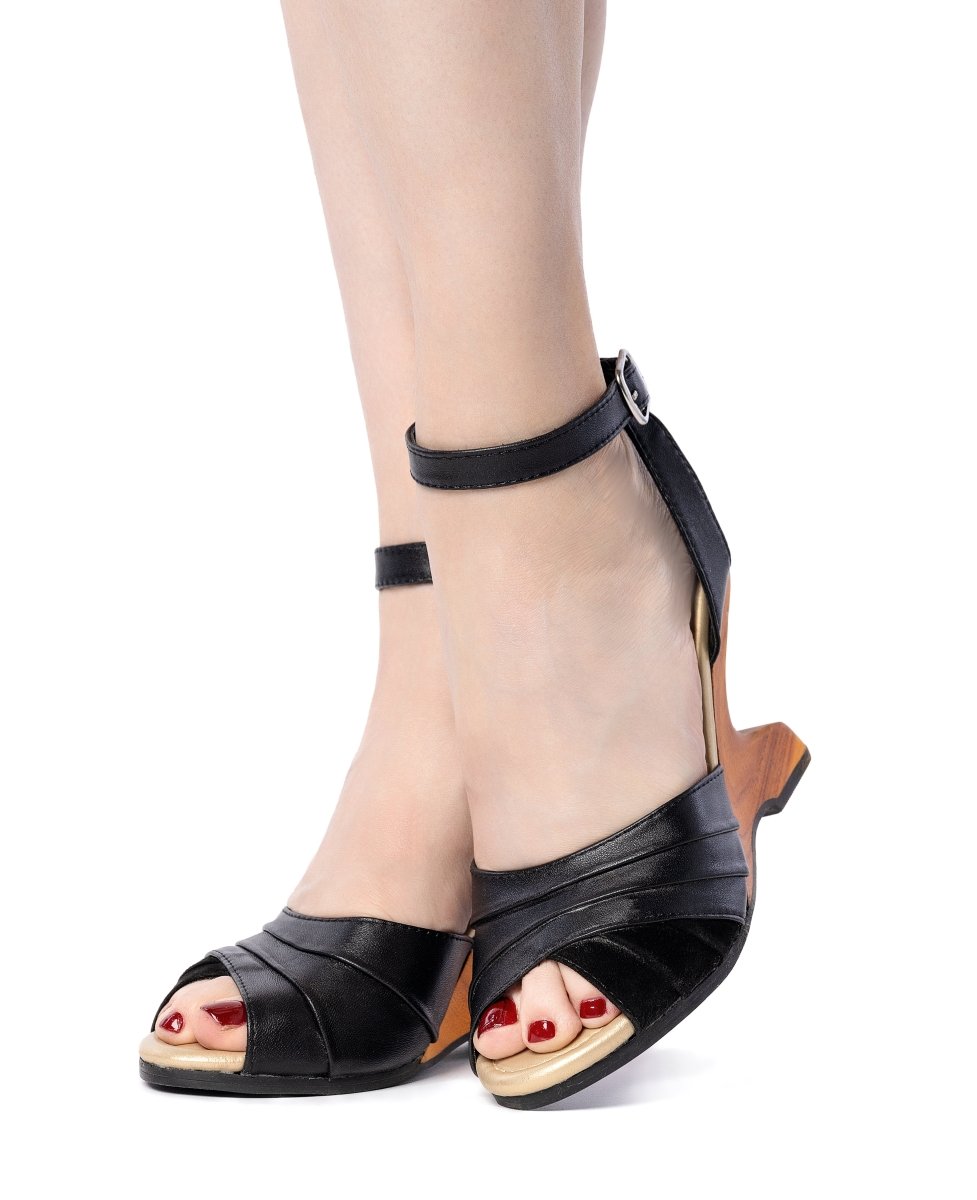 Lucky Lou Shoes Women's The Boom Boom Wedge - In Black Leather And Suede shoes by Lucky Lou Shoes – Don't Panic Shoes