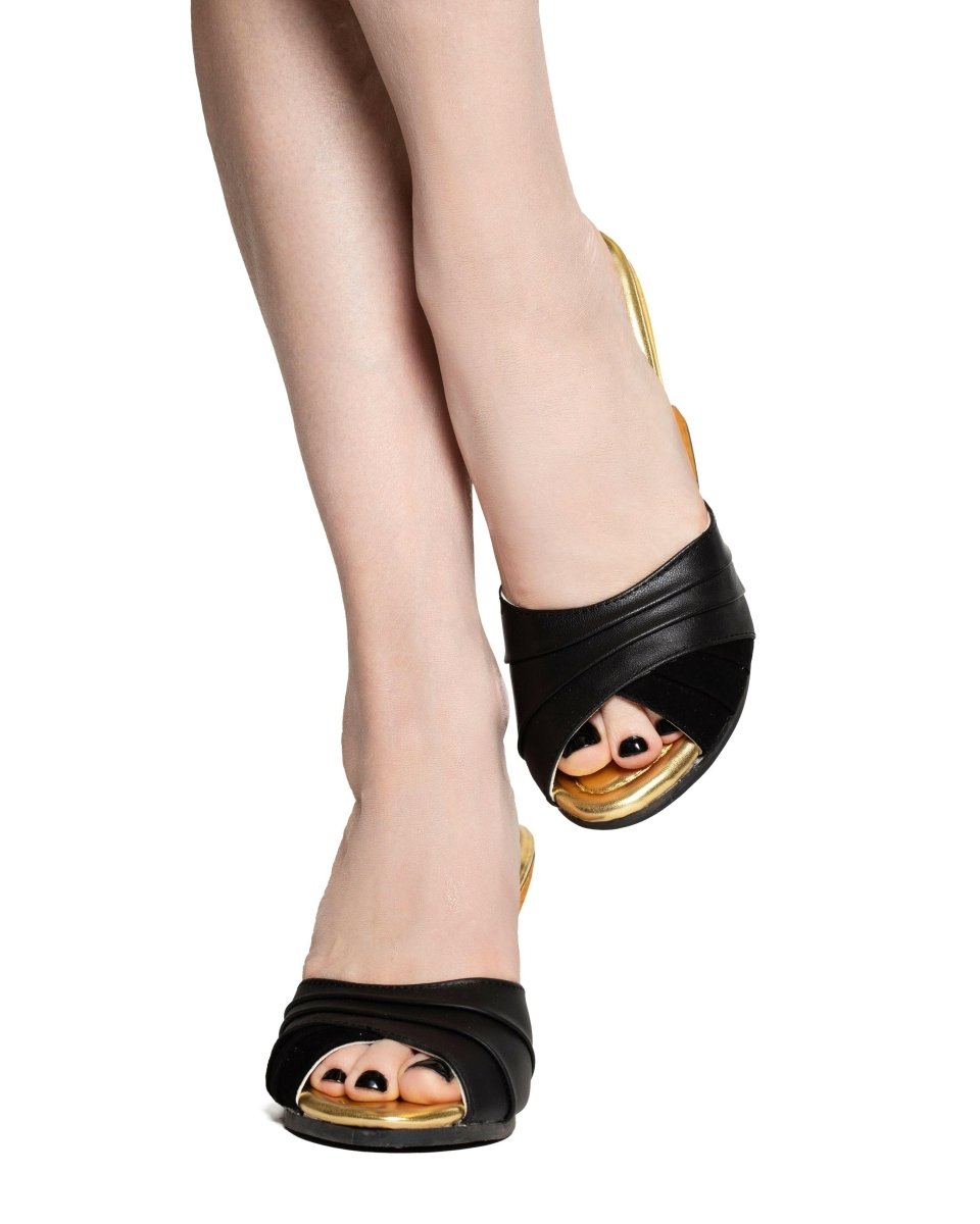 Lucky Lou Shoes Women's The Ilze Mule - Black Leather And Suede shoes by Lucky Lou Shoes – Don't Panic Shoes