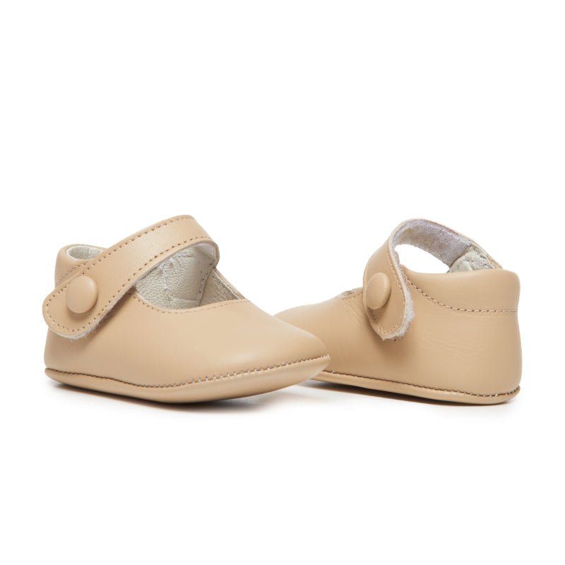 Lulu Tan Fabric Soft Sole Adjustable Velcro Baby Shoes Core by Childrenchic – Don't Panic Shoes