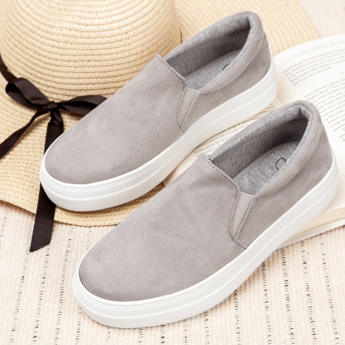 Luna | Light Grey Suede Sneakers by J.Adams – Don't Panic Shoes
