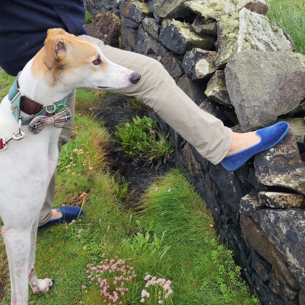 Mar Soreli Friulana Flat Wide Men’S Velvet Avio Scuro Slip On by Mar Soreli – Don't Panic Shoes