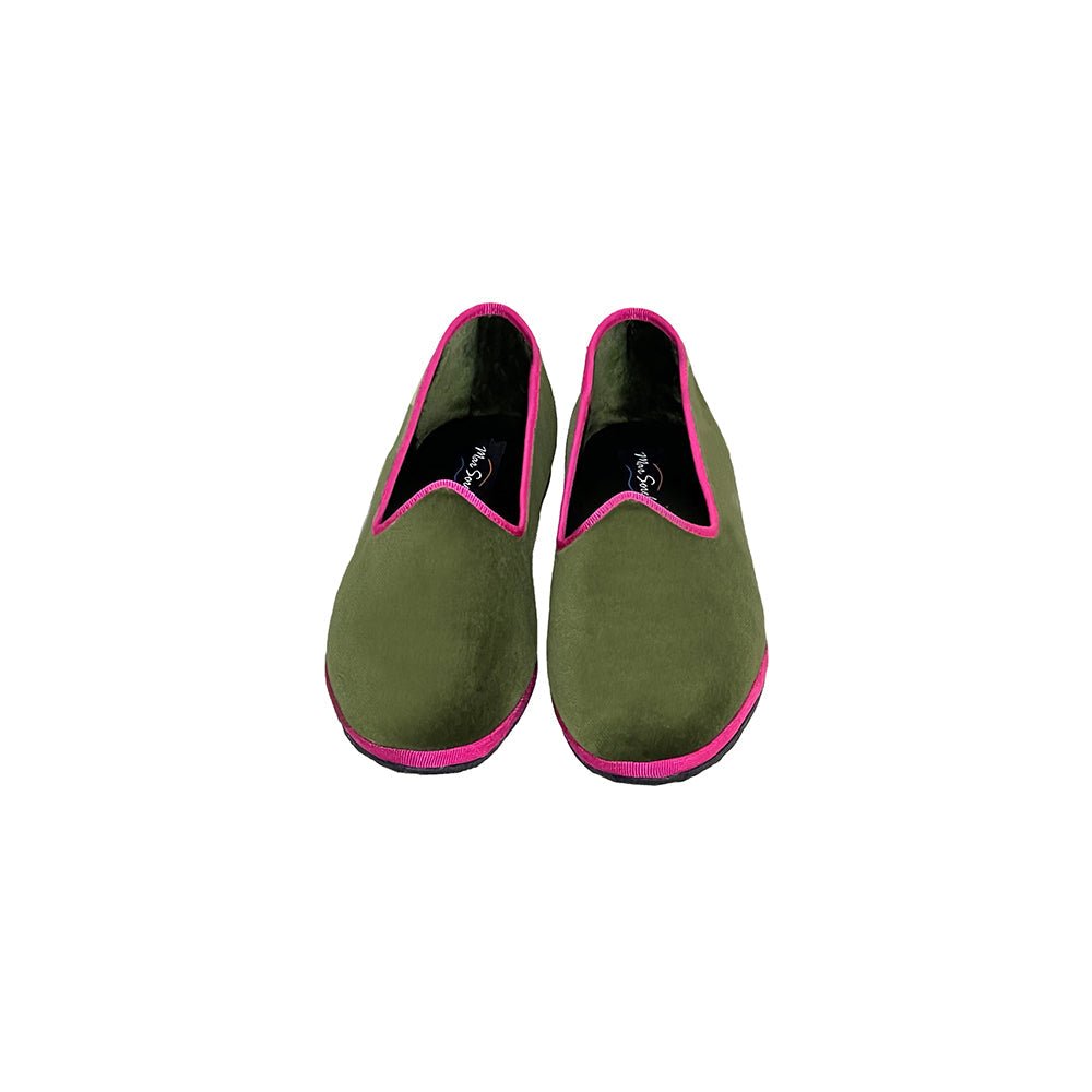 Mar Soreli Friulane Ballet Flat Women’S Olive Fuchsia Slip On by Mar Soreli – Don't Panic Shoes
