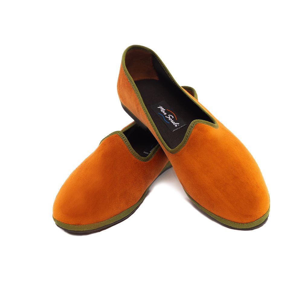 Mar Soreli Friulane Ballet FlatS Women’s Velvet Apricot And Green Slip On by Mar Soreli – Don't Panic Shoes