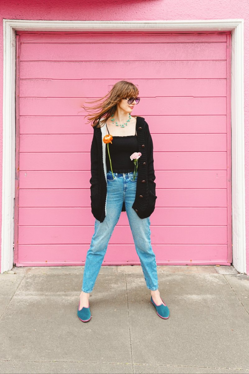 Mar Soreli Friulane Flats Women Leather Petrol And Pink Slip On by Mar Soreli – Don't Panic Shoes