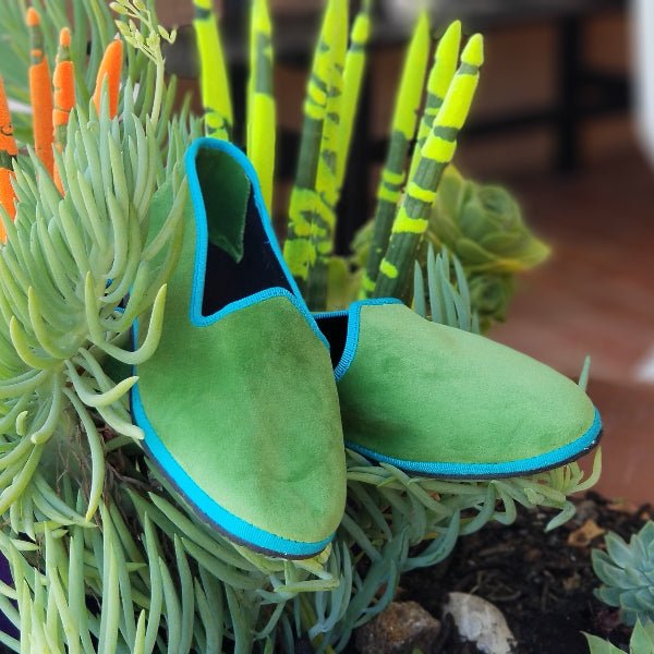 Mar Soreli Friulane Two Tone Acid Green Petrol Womens Flats Slip On by Mar Soreli – Don't Panic Shoes