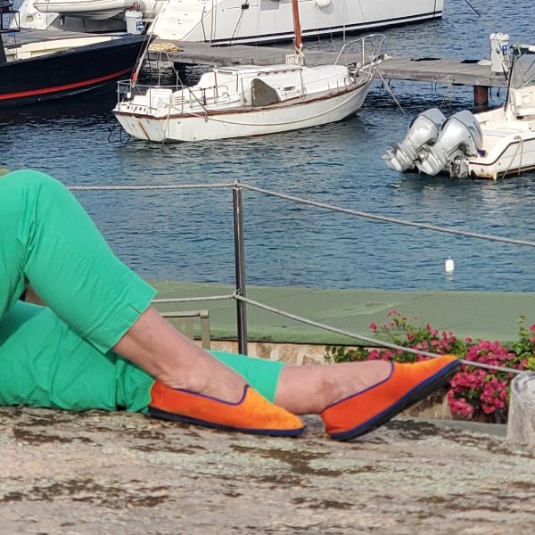 Mar Soreli Friulane Womens Orange Bluette Bicolor Flat Slip On by Mar Soreli – Don't Panic Shoes