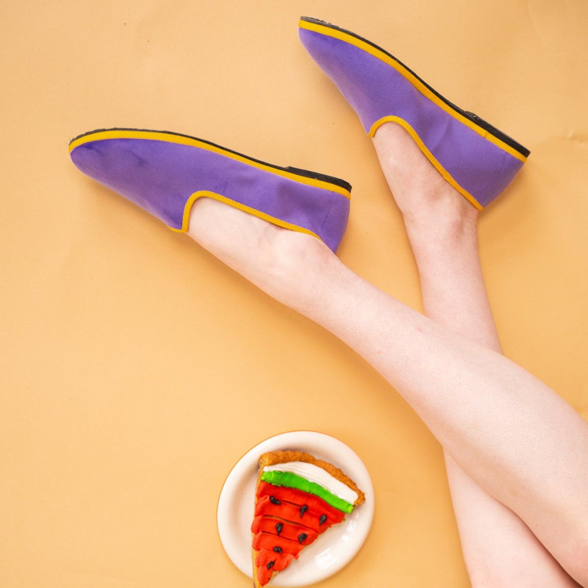 Mar Soreli Tradizionale Bicolor Women’S Lilac Yellow Friulane Ballet Flats Slip On by Mar Soreli – Don't Panic Shoes