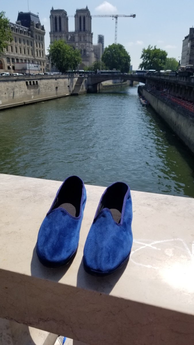 Mar Soreli Tradizionale Cobalto Womens Velvet Cobalt Slip On by Mar Soreli – Don't Panic Shoes