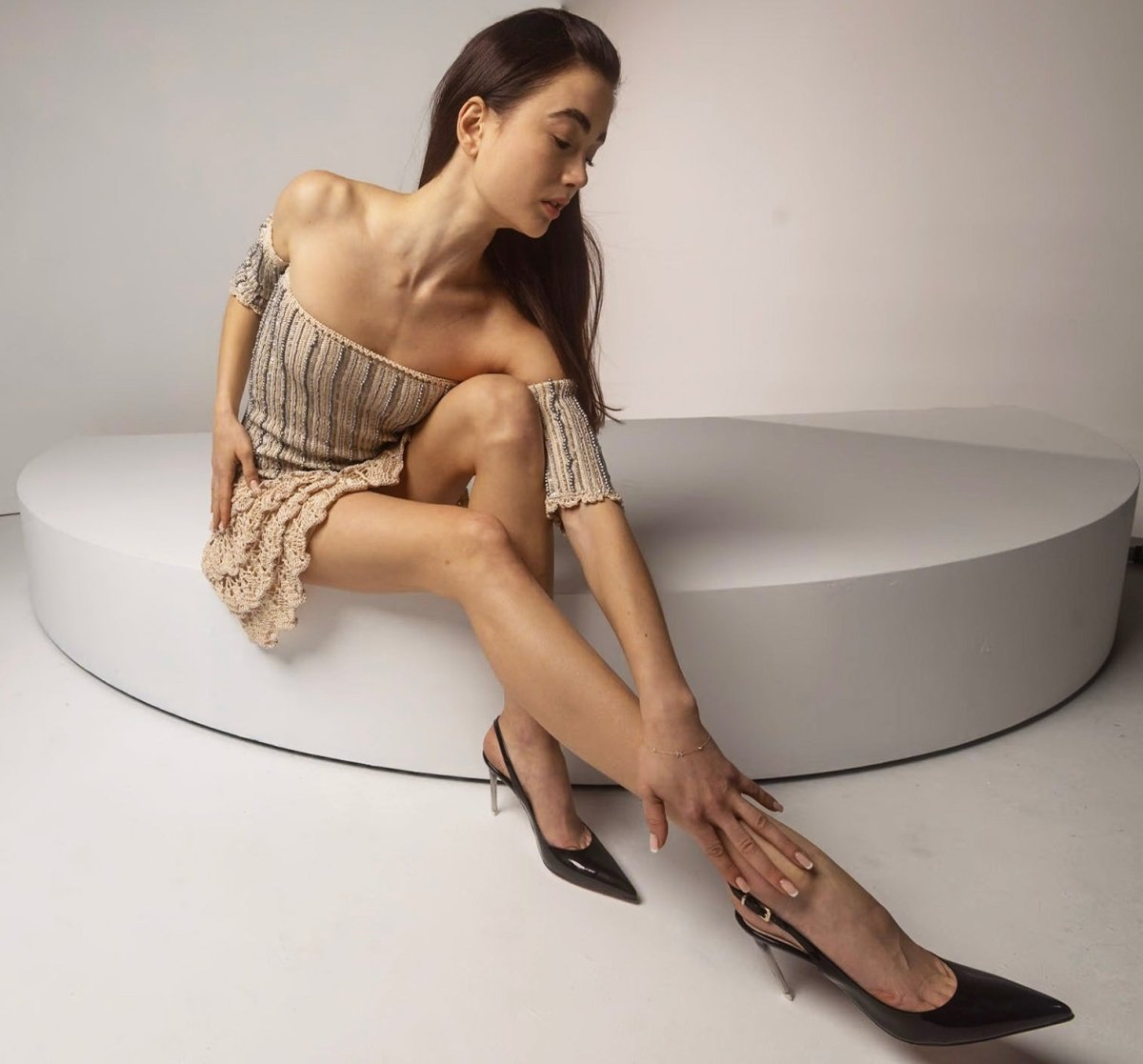 Marjorie Patent Leather Slingback Women's Beige Pump Heels by Beautiisoles – Don't Panic Shoes