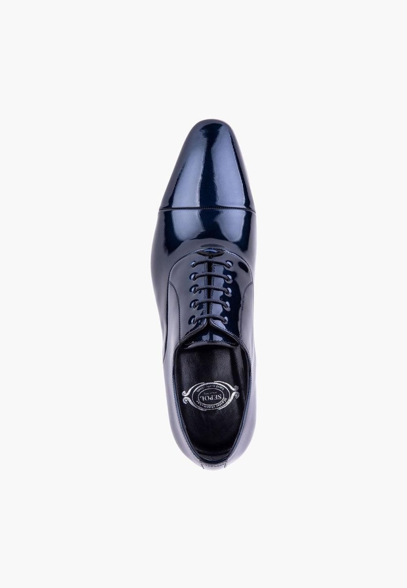 Matrimonial Patent Leather Navy Oxford Lace Up Shoes Men Shoes by Sepol Shoes – Don't Panic Shoes