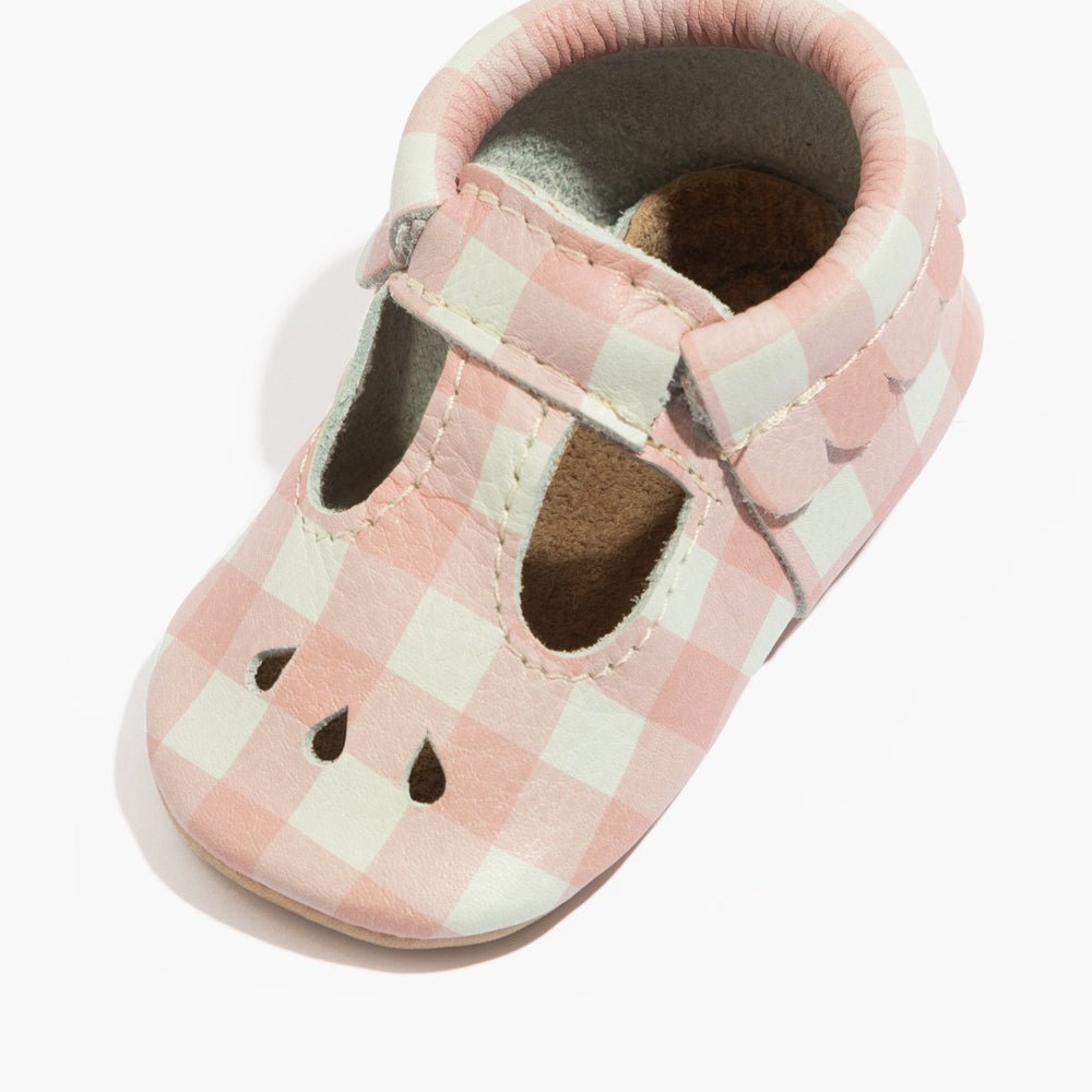 Melon Gingham Mary Jane Baby Shoe Mary Jane by Freshly Picked – Don't Panic Shoes