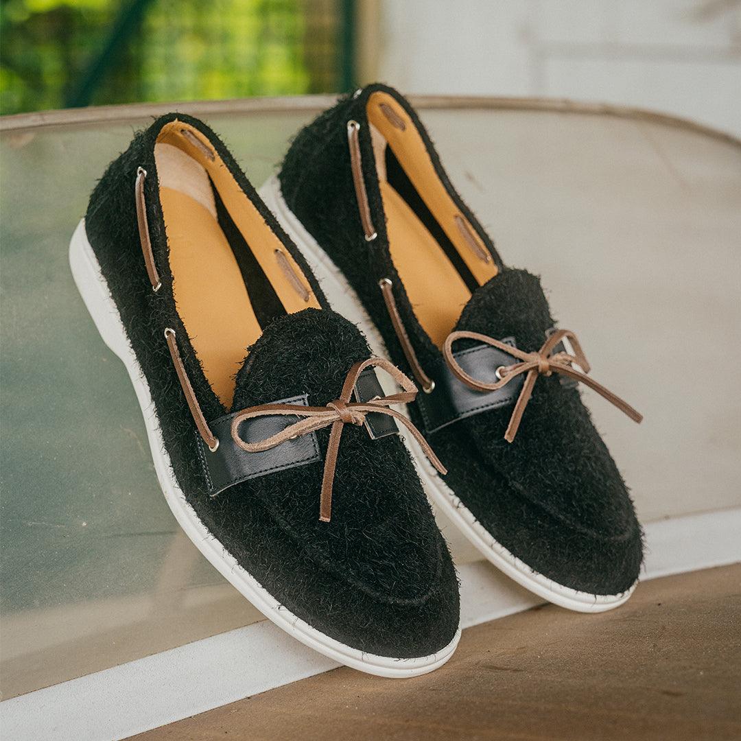 Men's Black Textured Suede Barca Yacht Loafer Men's Footwear by Del Toro Shoes – Don't Panic Shoes