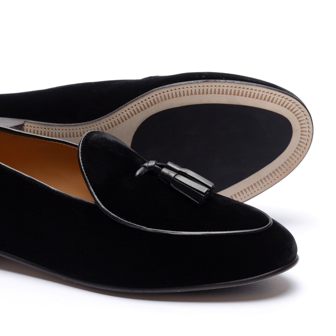 Men's Black Velvet Tassel Loafer Men's Footwear by Del Toro Shoes – Don't Panic Shoes