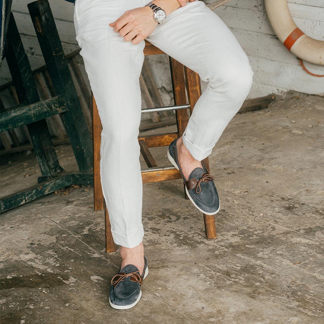 Men's Blue Suede Barca Yacht Loafer Men's Footwear by Del Toro Shoes – Don't Panic Shoes