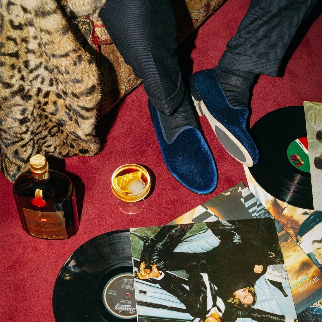 Men's Blue Velvet Slipper Ii Men's Footwear by Del Toro Shoes – Don't Panic Shoes