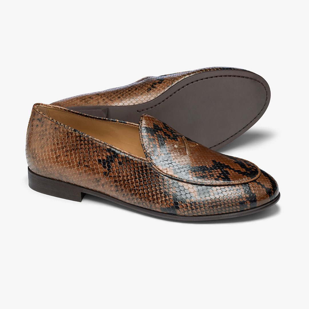 Men's Brown Snakeskin Milano Loafer Men's Footwear by Del Toro Shoes – Don't Panic Shoes