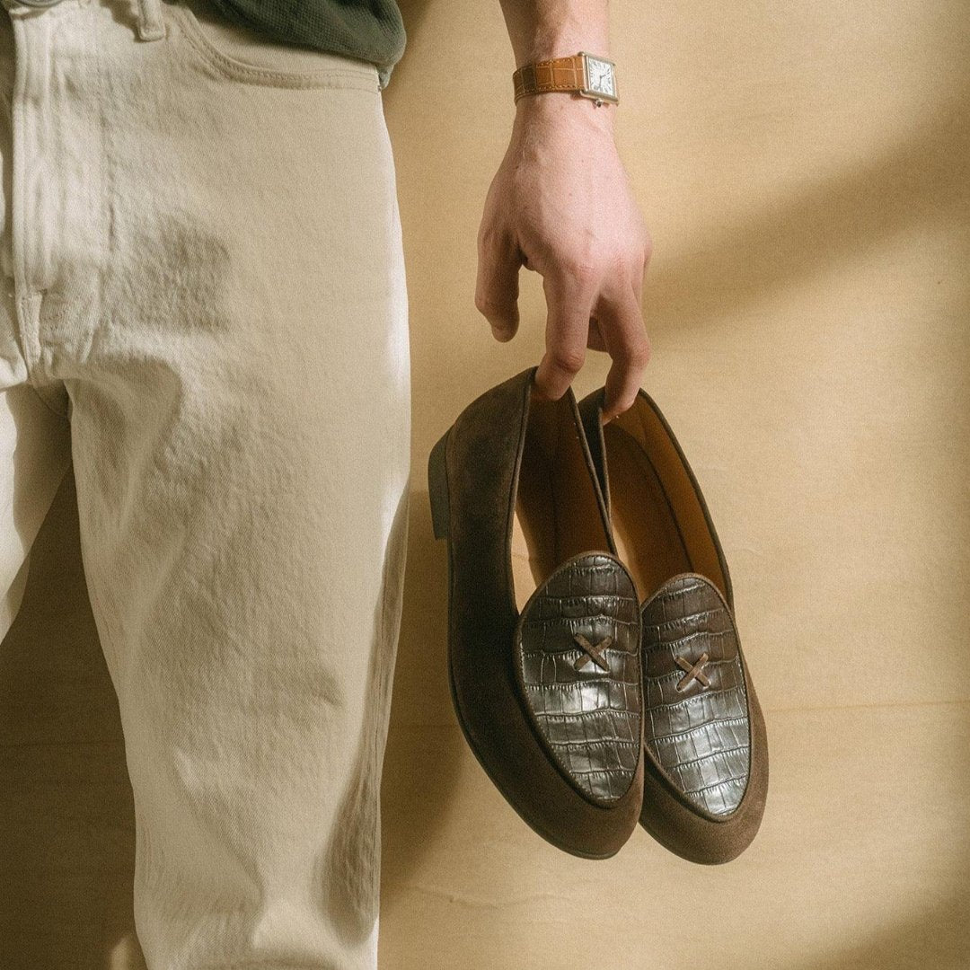 Men's Chocolate Croc Milano Loafer Men's Footwear by Del Toro Shoes – Don't Panic Shoes