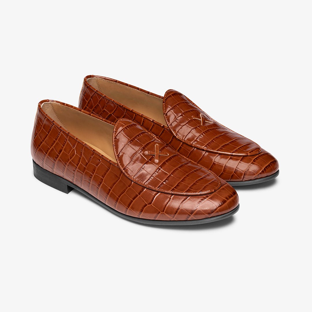 Men's Cognac Full Croc Milano Loafer Men's Footwear by Del Toro Shoes – Don't Panic Shoes