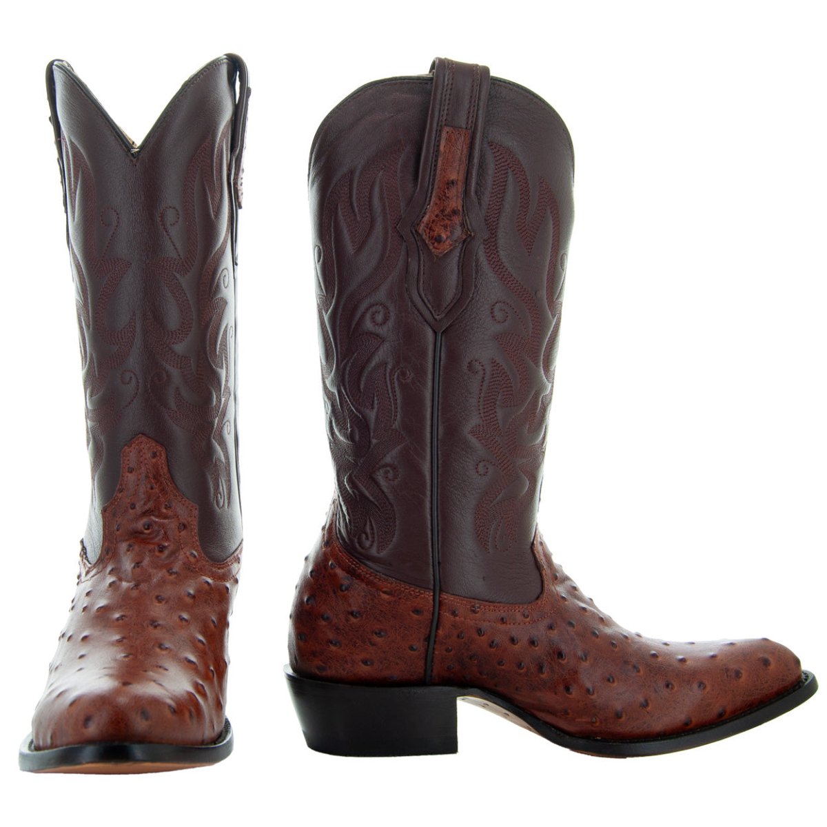 Men's Cognac Ostrich Print Cowboy Boots (H7002) Cowboy Boots by Soto Boots – Don't Panic Shoes