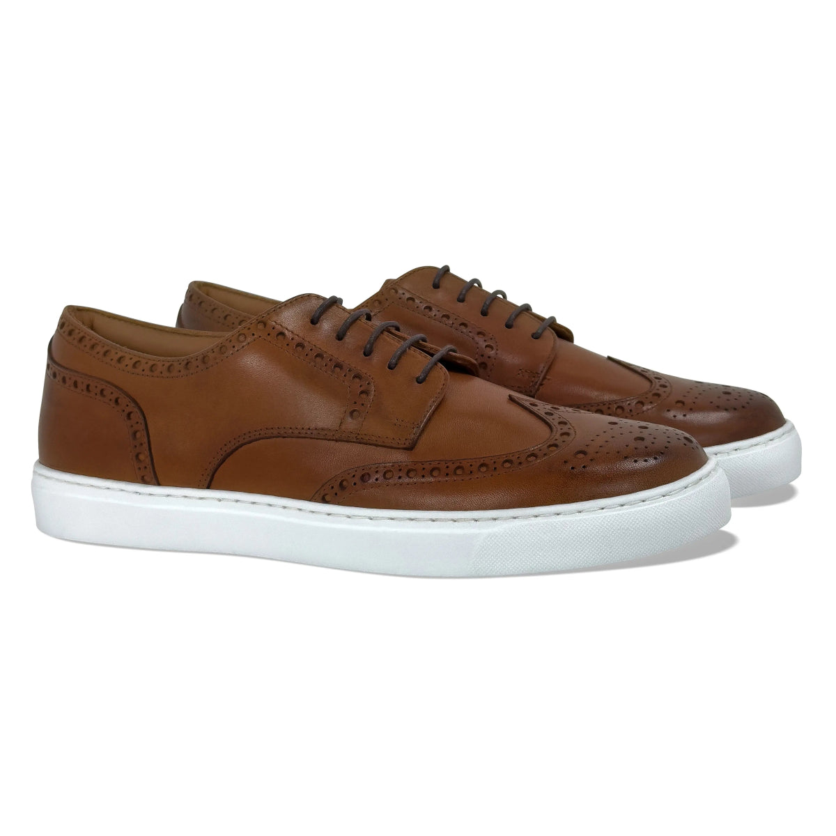 Men's Don Giovanni Wingtips - Cognac W/ White Sole Men's Sneakers by Mocalmo – Don't Panic Shoes