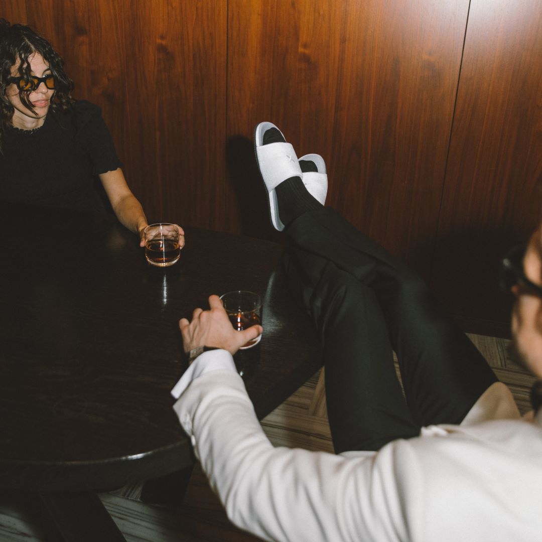 Men's Grigio And Cream Velvet House Slide Men's Footwear by Del Toro Shoes – Don't Panic Shoes