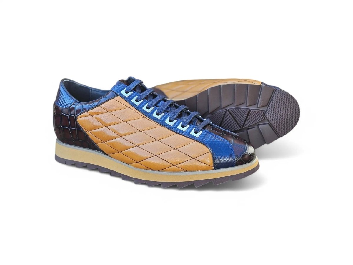 Men’S Luxury Quilted Leather Sneaker Crocodile Ks62 Sneakers by Carrucci Shoes – Don't Panic Shoes