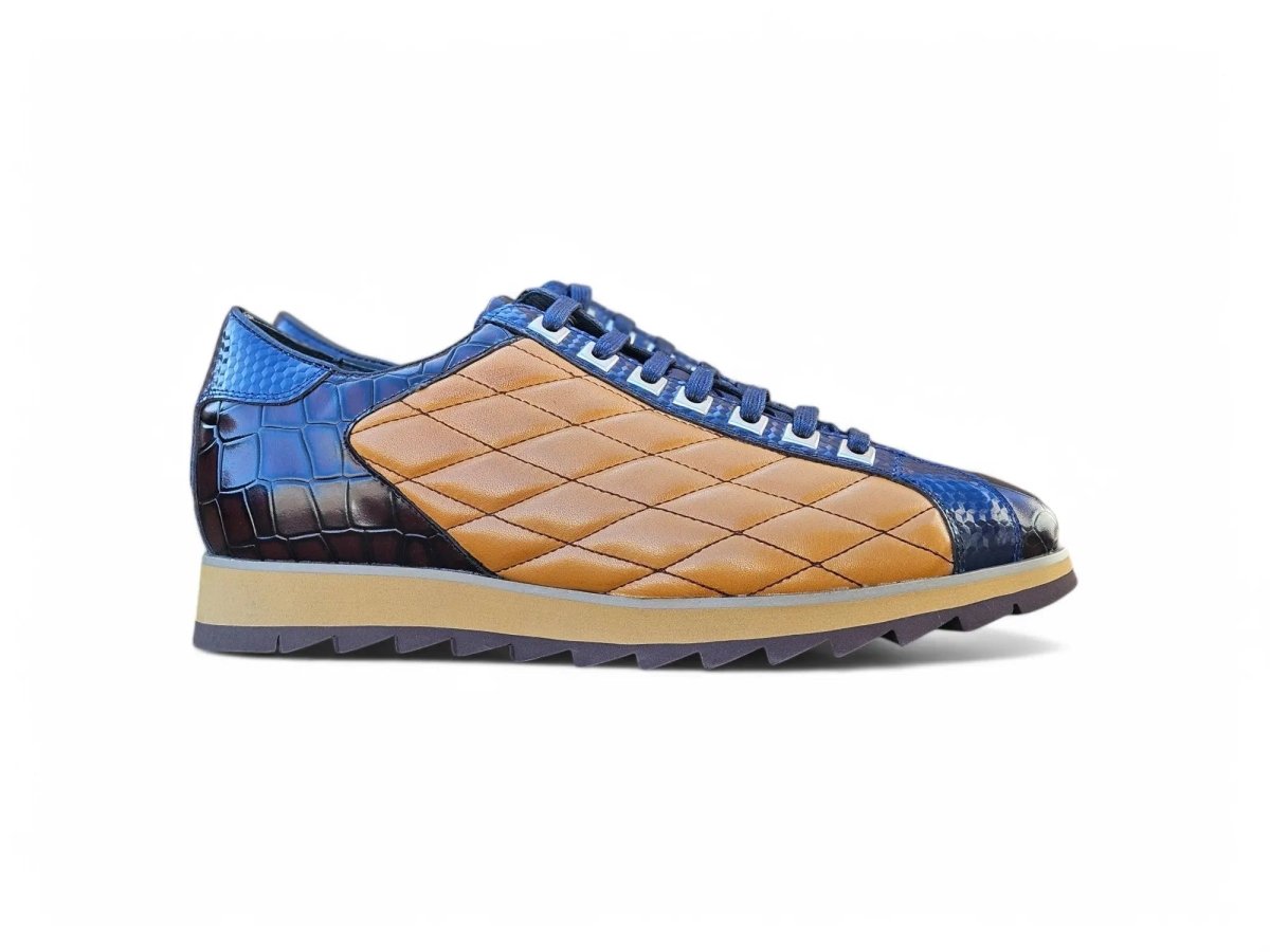 Men’S Luxury Quilted Leather Sneaker Crocodile Ks62 Sneakers by Carrucci Shoes – Don't Panic Shoes