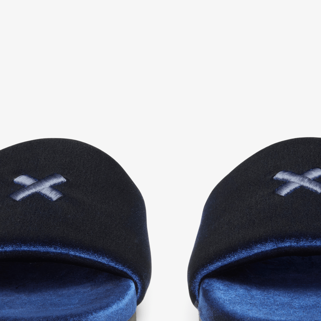 Men's Midnight Navy Velvet House Slide Men's Footwear by Del Toro Shoes – Don't Panic Shoes