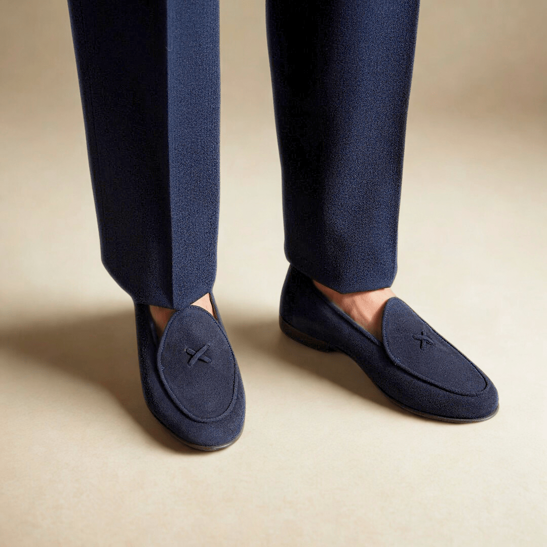 Men's Navy Suede Milano Loafer Men's Footwear by Del Toro Shoes – Don't Panic Shoes