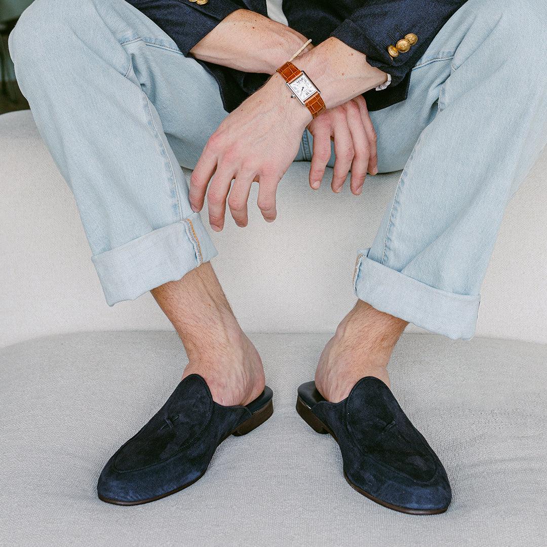 Men's Navy Suede Milano Mule Men's Footwear by Del Toro Shoes – Don't Panic Shoes