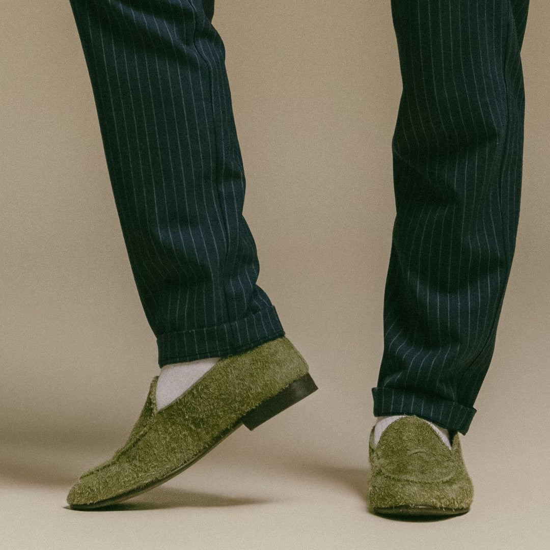 Men's Olive Textured Suede Milano Loafer Men's Footwear by Del Toro Shoes – Don't Panic Shoes