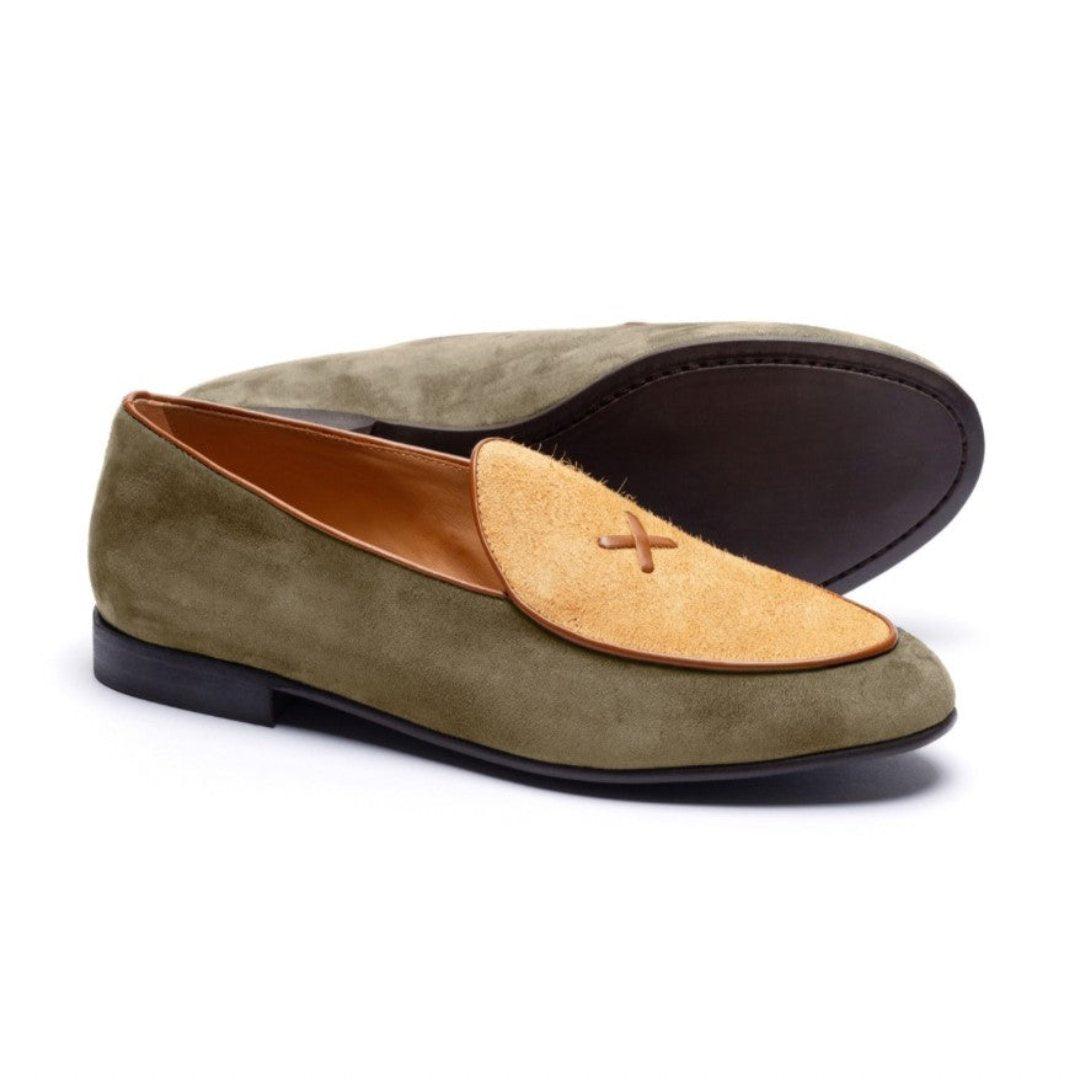 Men's Olive Textured Tan Milano Loafer Men's Footwear by Del Toro Shoes – Don't Panic Shoes