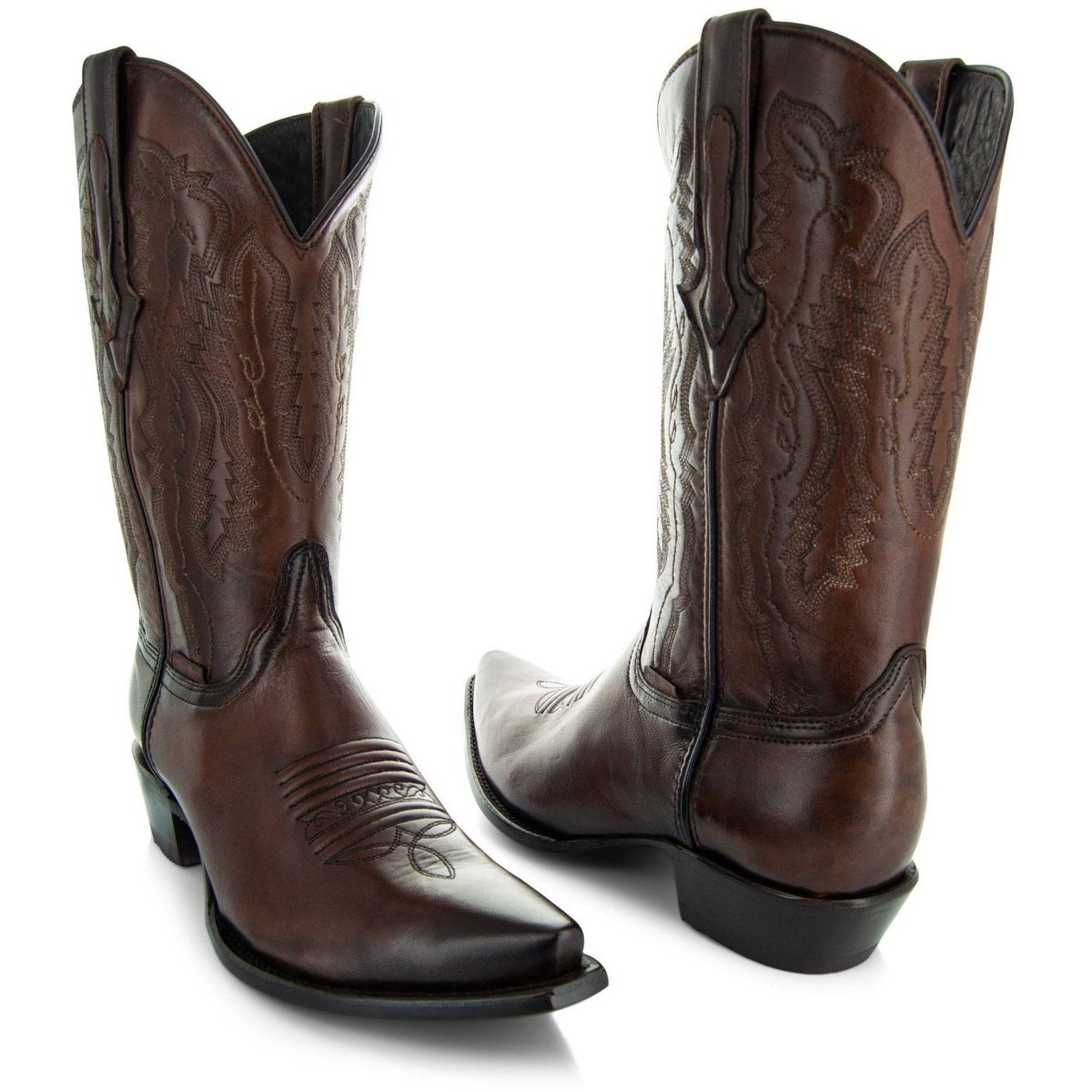 Men's Snip Toe Cowboy Boots Burnished Brown (H50030) Cowboy Boots by Soto Boots – Don't Panic Shoes