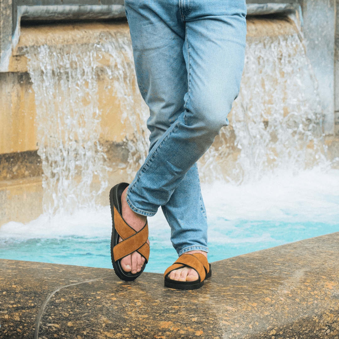 Men's Tan Amalfi Crossover Sandal Men's Footwear by Del Toro Shoes – Don't Panic Shoes